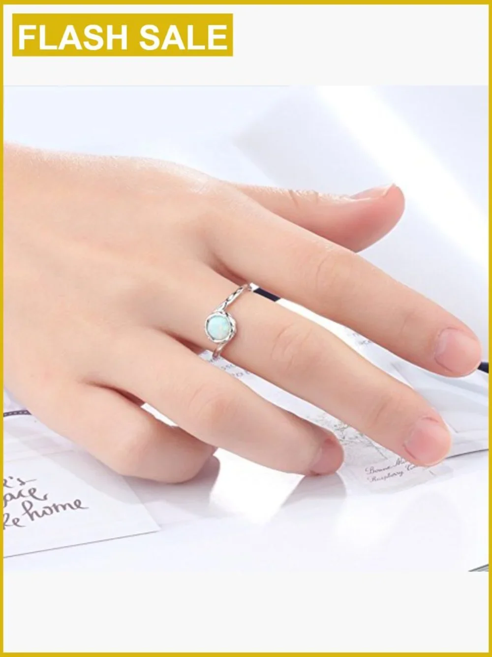 925 Sterling Silver Fire Opal Solitaire Engagement Ring